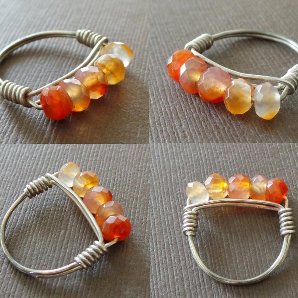 Carnelian Sterling Wire Wrapped Stacking Ring